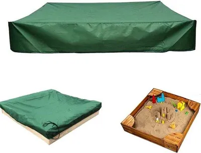 Produktbild von Unyqoos® Sandkastenabdeckung – wasserdichte Abdeckplane aus Oxford-Stoff, mit Kordelzug, faltbar & tragbar, 120×120 cm / 150×150 cm