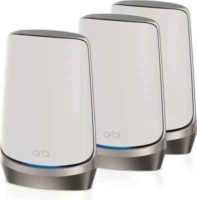 Image de Netgear Orbi Quad-band RBKE963 AXE11000 WiFi 6E Mesh System - Gris - Blanc - Interne - Performance - Wi-Fi 6 (802.11ax) - 802.11a - 802.11b - 802.11g - Wi-Fi 4 (802.11n) - Wi-Fi 5 (802.11ac) - Wi-Fi 6 (802.11ax) - Wi-Fi 6E - 1200 Mbps