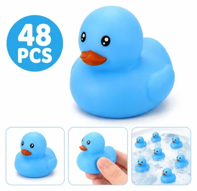 Produktbild von 48er Badeenten Set Blau, Mini Quietscheenten 5,5cm, Bade Spielzeug Kinder für Badewanne & Pool, Schwimmende Gummienten Party Geschenk