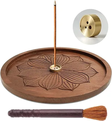 Produktbild von Holz-Wellness-Räucherstäbchenhalter - Zen - Reinigungsbürste - Drei Löcher - Räuchergefäß - Räucherstäbchen - Meditation - Yoga - Wohnkultur