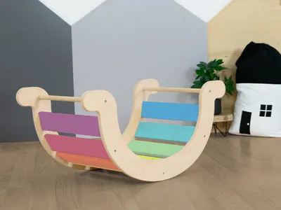Zdjęcie produktu dla Benlemi Dziecięca huśtawka równoważna Montessori YUPEE Pastelowa tęcza