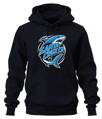 Immagine prodotto di Santa Cruz, California. Felpa con cappuccio, motivo "Surfing Ocean", stile skateboard, colore blu navy, taglia XXL