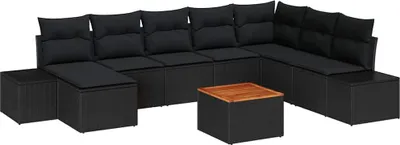 Immagine prodotto di vidaXL Set di divani da giardino 9 pezzi nero