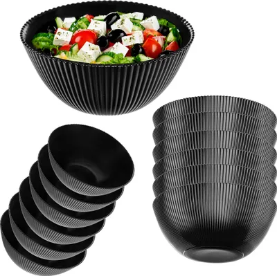 Produktbild von KADAX Salatschüssel 20 cm, 6er Set, schwarze Schüssel aus Opalglas, ideal als Müslischalen, Suppenschalen, Salatschalen, Dessertschalen oder Servierschalen (Schwarz)