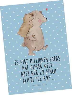 Produktbild von Mr. & Mrs. Panda Postkarte Papa Bär - Blau Pastell - Geschenk, Ansichtskarte, bildkarte, Vater, Vatertag, Postkarten, Grußkarte, Muttertag, Geburtstag, Ansichtskarten