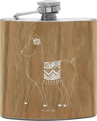 Produktbild von Mr. & Mrs. Panda schnapsflasche Alpaka Stolz - Transparent - Geschenk, Alkoholflasche, Flachmann, edelstahl, spirituosenflasche, Hip Flask, feldflasche