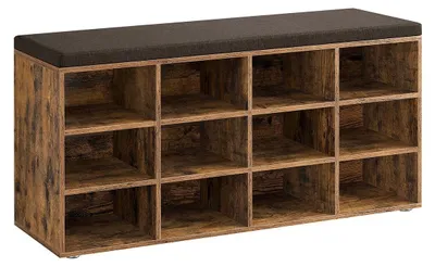 Immagine prodotto di Scarpiera con spazio contenitivo, color marrone vintage – 104 x 30,3 x 48 cm