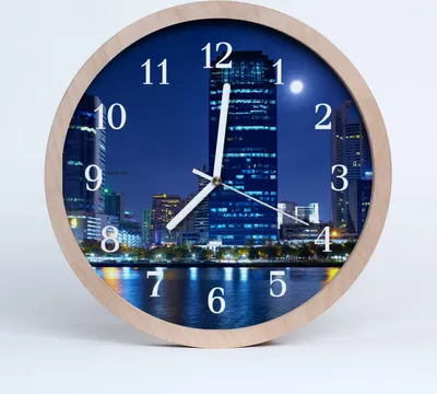 Produktbild von Holzuhr 30fi cm wanduhr - Nachtstadt