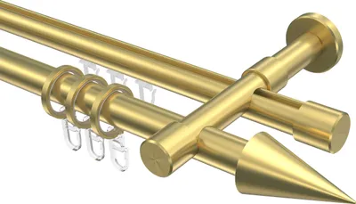 Produktbild von Interdeco Rundrohr-Innenlaufstange / Gardinenstange (Kombination) Messing-Optik, Typ Prestige Savio (Kegel), 20 mm Ø 2-läufig, 100 cm