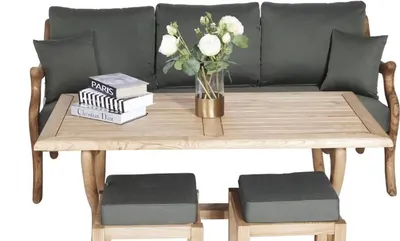 Produktbild von Garten Terrasse Möbel Set Sofa 3 Sitzer Holz Esstisch Modernes Gartenmöbel