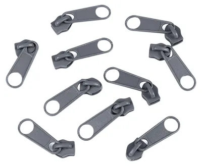 10 Reißverschluss Zipper für Endlosreißverschluss, 3mm, Farbauswahl graphitgrau