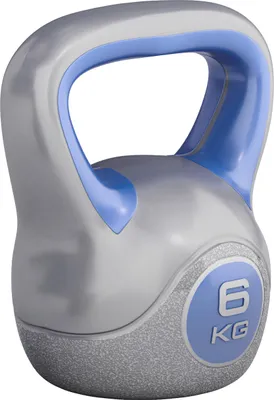 A studio shot of a 6 kg kettlebell.