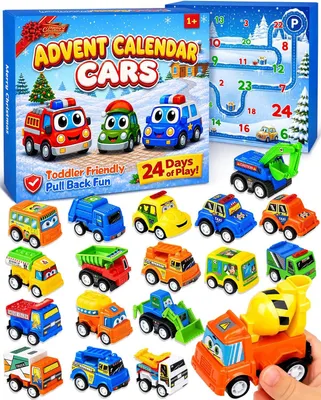 Produktbild von Adventskalender mit Autos – 24 herausziehbare Autos – Für Kinder von 1 bis 6 Jahren – Adventskalender