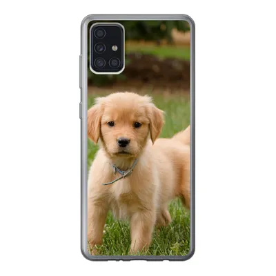 Produktbild von MuchoWow® Handyhülle Schutzhülle Hülle für Samsung Galaxy A52 5G Golden Retriever Welpe im grünen Gras Silikon Softcase Handy Hülle - Umschlag