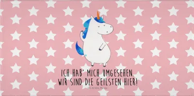Produktbild von Mr. & Mrs. Panda Flauschtuch Einhorn Mann - Rot Pastell - Geschenk, Handtuch, 50x100, Unicorn, Baumwollhandtuch, baumwolle, Familie, Einhörner, Cool, BFF