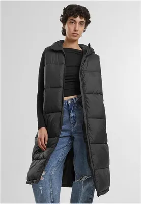 Immagine prodotto di Urban Classics Donna Gilet lungo con cappuccio nero - M