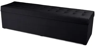 Produktbild von MG Design Polsterhocker Schwarz 45x160 cm - Stauraum 190L, bis 300 kg, samtig-weich mit Schimmer, pflegeleicht, für Wohnzimmer & Flur