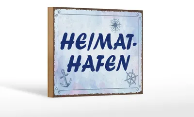 Produktbild von Holzschild Spruch 12x18 cm Heimathafen blaues Deko Schild