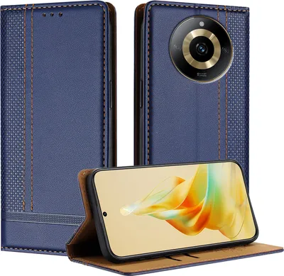 Produktbild von Handyhülle für Realme 11 4G Leder Flip Klappbare Schutzhülle mit Standfunktion Blau