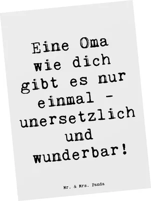 Produktbild von Mr. & Mrs. Panda Postkarte Spruch Einzigartige Oma - Weiß - Geschenk, Wertschätzung, Danke, Dankeschön, Aufmerksamkeit, Postkarten, Ansichtskarte, sagen, Ansichtskarten