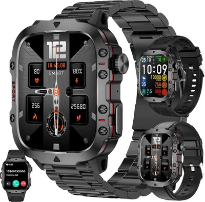 Produktbild von ZPIMY Fur Herren mit Telefonfunktion AMOLED 5ATM Wasserdichte Fitness Smartwatch (1.96 Zoll, Android / iOS), mit Schrittzähler Herzfrequenz SpO2