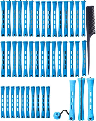Produktbild von 40 Stück kleine Lockenwickler, 0,35 Zoll Dauerwellen, blaue Lockenwickler, kleine Lockenwickler, Lockenwickler, Lockenwickler (Haarstyling-Werkzeuge für Frauen)