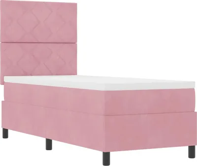 Image de Lit à ressort LED avec tête de lit Rose 80 x 200 cm Velours