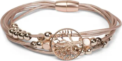 Produktbild von styleBREAKER Armband mit feinen Bändern, Lebensbaum Anhänger und Schmuckperlen, Magnetverschluss, Armschmuck, Schmuck, Damen 05040135