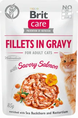Produktbild von BRIT Care Fillets in Gravy Filets mit Lachs in Sauce – Nassfutter für Katze – 85g