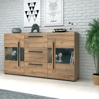 Produktbild von Meublorama HA-TULSA-24KZFJ28*2C/91KG, 2 Tür(en), Braun, Mitteldichte Faserplatte (MDF), 3 Schublade(n), 2 Jahr(e), 390 mm