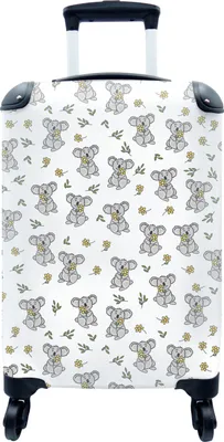 Produktbild von MuchoWow® MuchoWow® Koffer Handgepäck Trolley Rollkoffer Kleine Reisekoffer mit 4 Rollen - Koala - Blumen - Muster - Kind - Cabin Size < 55x40x23 cm & 55x40x20 cm - Fotokoffer - Kabinenkoffer - Boardg