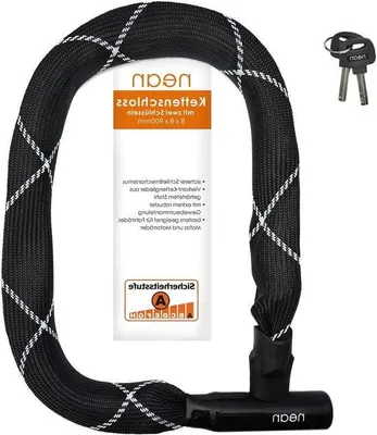 Zdjęcie produktu dla Zapięcie łańcuchowe z zabezpieczeniem, 2-częściowe, czarne, stalowe, 900 mm