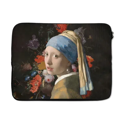 Produktbild von MuchoWow® Laptop Hülle 15 Zoll Das Mädchen mit dem Perlenohrring - Vermeer - Blumen Laptoptasche - Laptoptasche - Sleeve - Rundum-Schutz