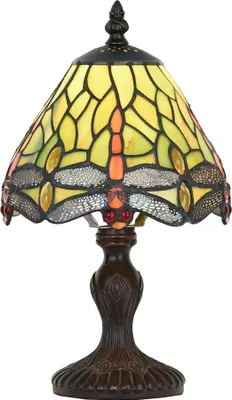 Immagine prodotto di Lampada da tavolo Tiffany Clayre & Eef Ø 18x30 cm Libellula in vetro verde