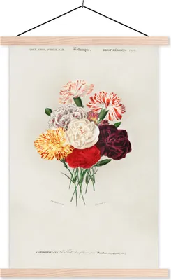 Produktbild von MuchoWow® Textilposter Blumen - Vintage - Blatt 40x60 cm mit holzfarbenen Rahmen - Poster