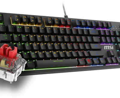 Obrázok produktu pre Klávesnica MSI Forge GK320 Red, herná mechanická klávesnica s RGB podsvietením, možnosť výmeny spínačov, rozloženie: talianske