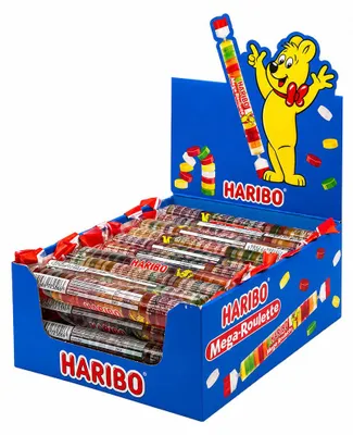 Produktbild von HARIBO Mega-Roulette Fruchtgummi Box mit 40x 45g Rollen