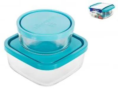 Immagine prodotto di BORMIOLI ROCCO Set 2 Contenitori Frigoverre In Vetro Con Tappo In Plastica