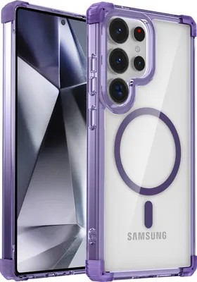 Immagine prodotto di Custodia magnetica per Samsung Galaxy S26 Ultra compatibile con MagSafe, resistente agli urti, protezione militare, custodia trasparente Viola