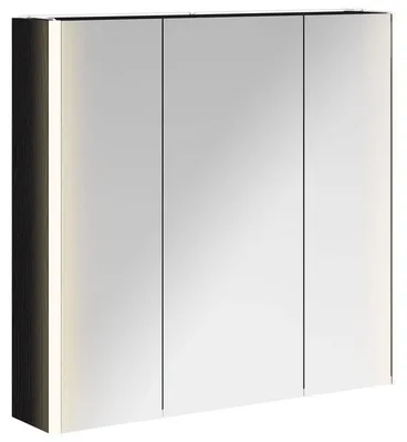 Image de vidaXL Armoire de toilette avec étagère avec porte noire imitation chêne