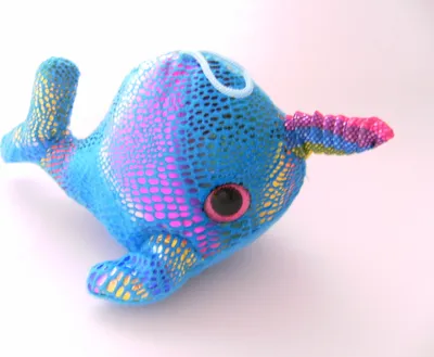 Produktbild von Plüschtier Narwal 19 cm, neon blau, Kuscheltiere Stofftiere Tier, Wale Fische