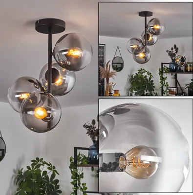 Produktbild von Fossobiubo Deckenlampe aus Metall/Glas in Schwarz/Rauchfarben/Klar