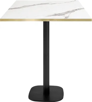 Produktbild von Hochtisch 70 x 70 cm – Rundes Modell aus weißem Marmor mit Messingkanten