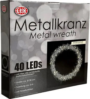 Immagine prodotto di 40 LED ghirlanda appesa / ghirlanda da tavolo in metallo Ø30cm bianco caldo