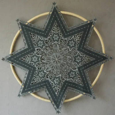 Immagine prodotto di Tovaglia SELINA stella ritaglio bastone grigio scuro poliestere Ø 60 cm