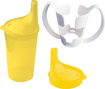 Productafbeelding van Sundo Drinkbekerset met houder voor thee en pap - Lang mondstuk - Geel