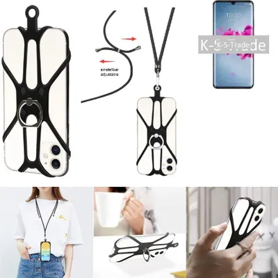 Produktbild von K-S-Trade 3in1 Handykette Handyband Handykordel Halsband Smartphone-Ring Handy-Ring kompatibel mit Xiaomi Mi 6 Fingerhalterung Handyring Tischständer