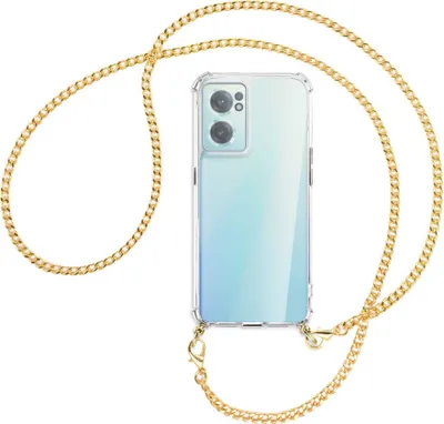 Produktbild von Handykette Backcover-Schutzhülle mit Band (Metall goldfarben) für OnePlus Nord 2 CE - goldfarbene Kette