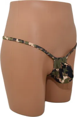 Produktbild von Herren Tanga aus Polyester-Elasthan-Mix, Camouflage, mit Bulge Pouch, XXL