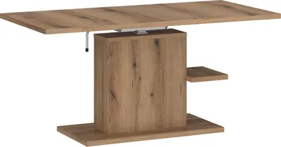 Produktbild von Couchtisch >CORTADO< höhenverstellbar bis 73cm, in  Evoke Eiche Nachbildung - 110x55/73x65cm (BxHxT)